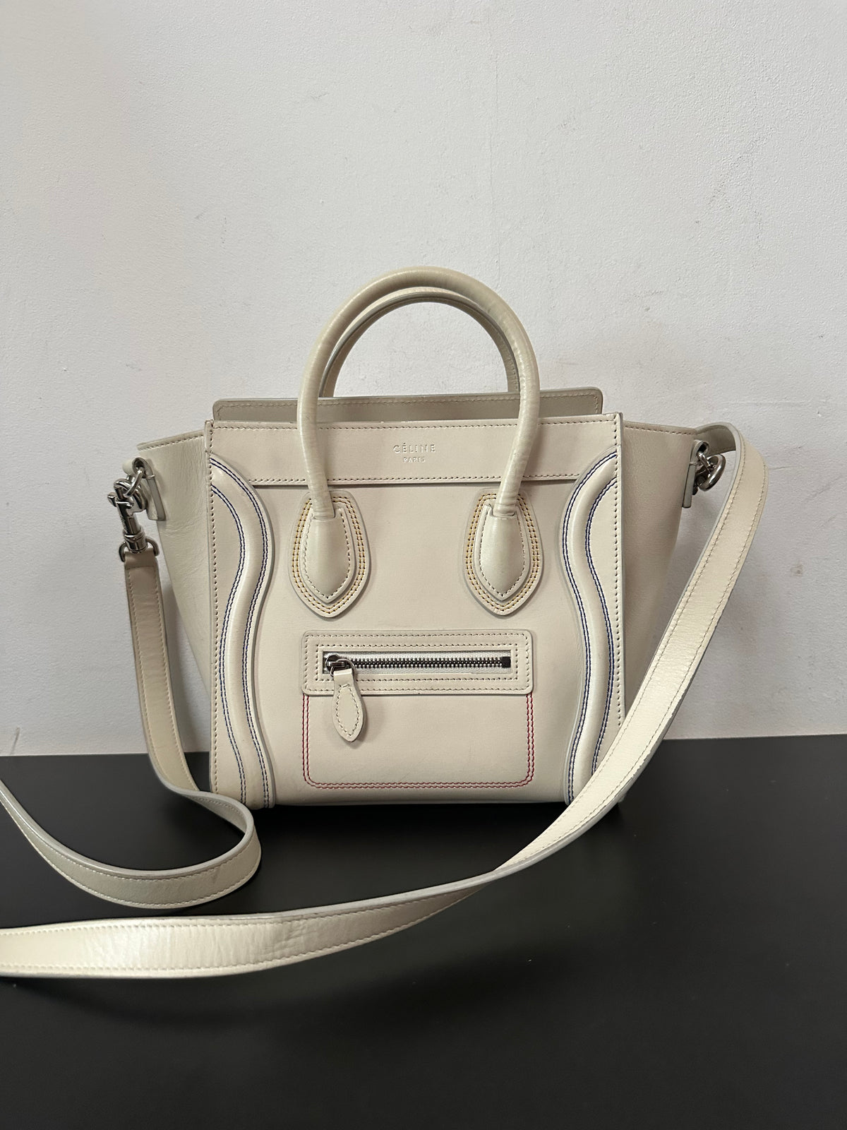 Celine nano luggage blanc