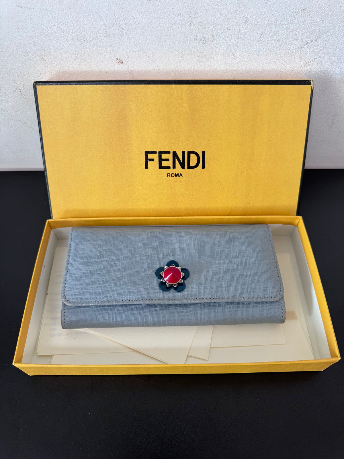 Fendi blue wallet + box