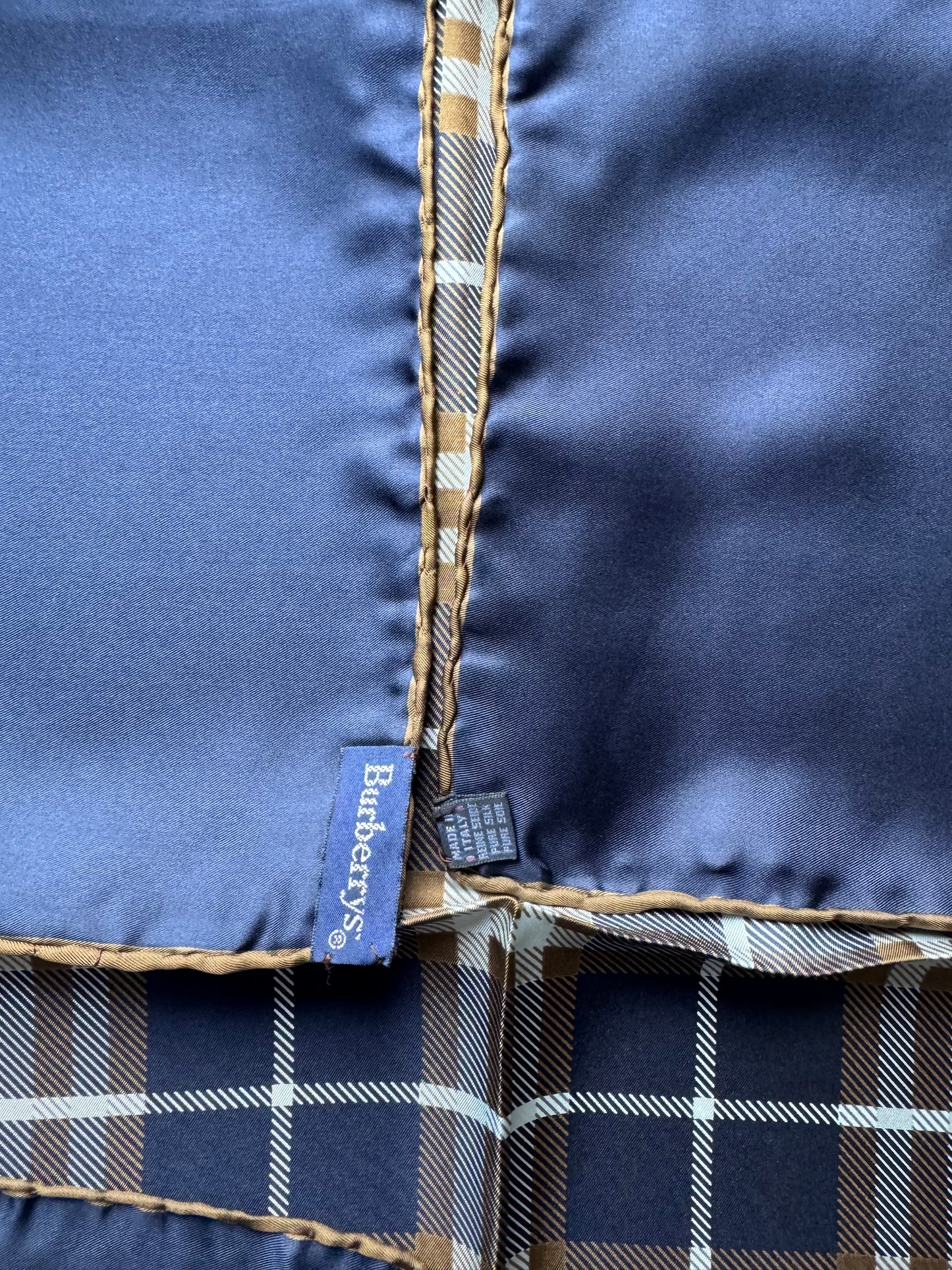 Burberry - Foulard en soie (Bleu/Khaki)