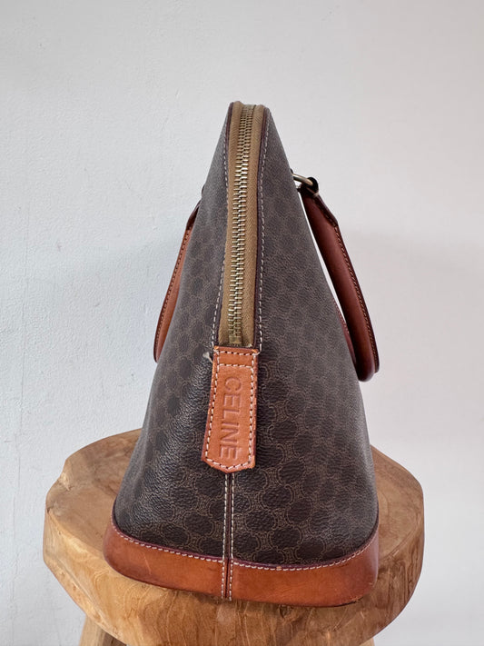 Vintage Céline Macadam handtas – Bruin Canvas & Leder
