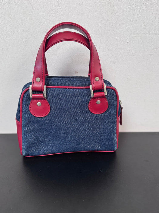Courrèges Mini Denim Bag Vintage Denim + Red Faux Leather Statement Logo