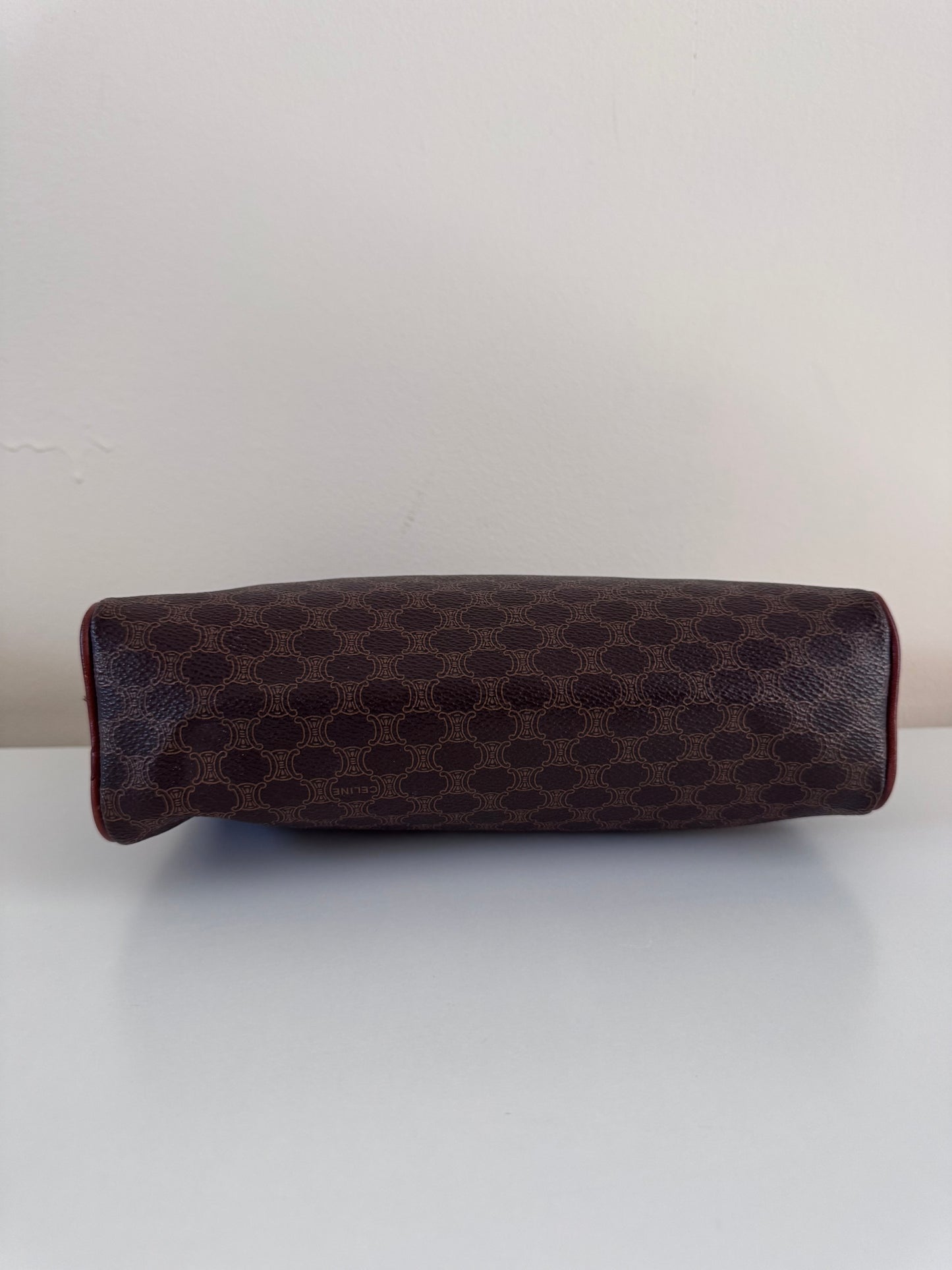 Céline trousse de toilette en toile enduite macadam marron (square)