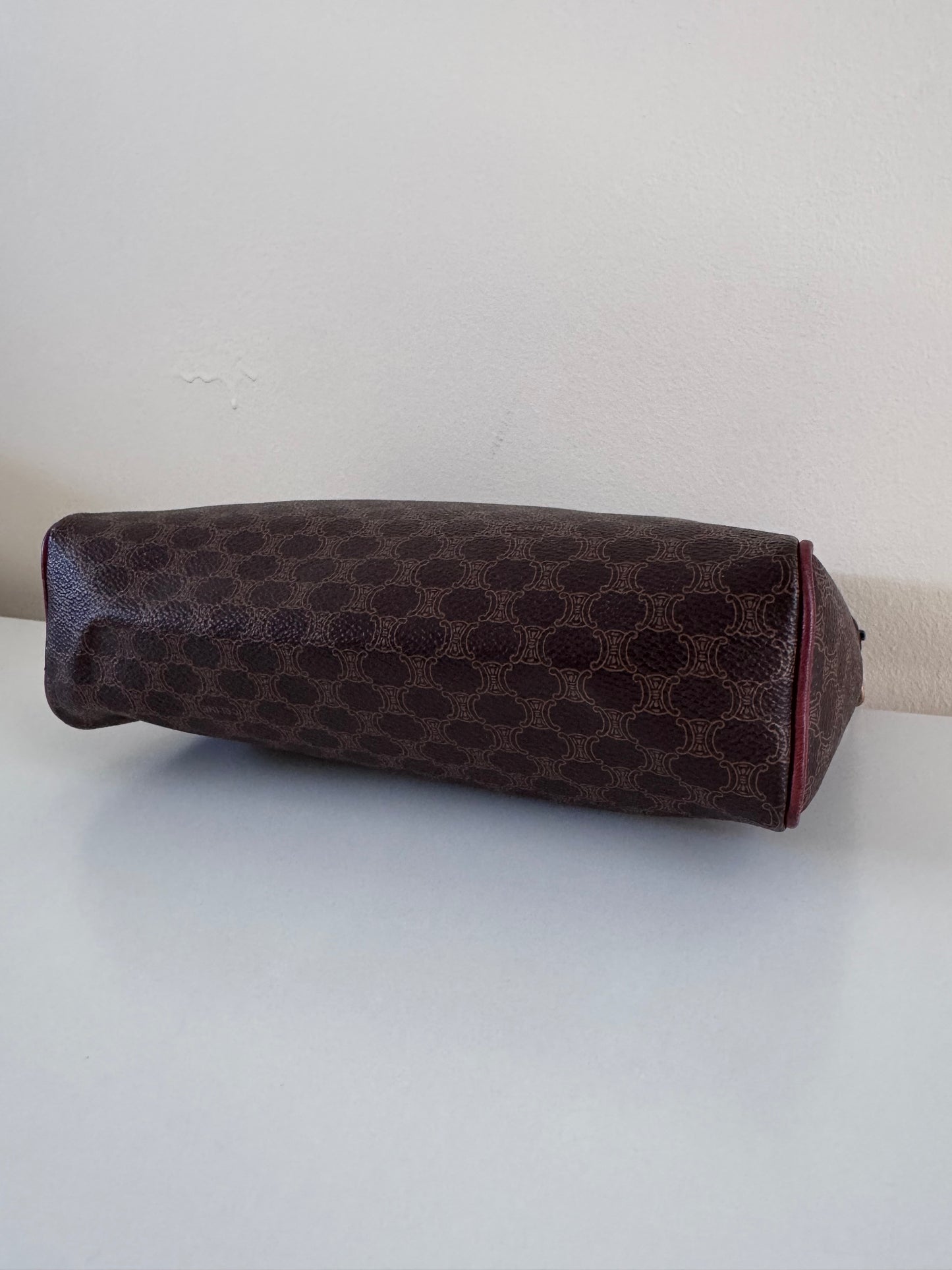 Céline trousse de toilette en toile enduite macadam marron (square)