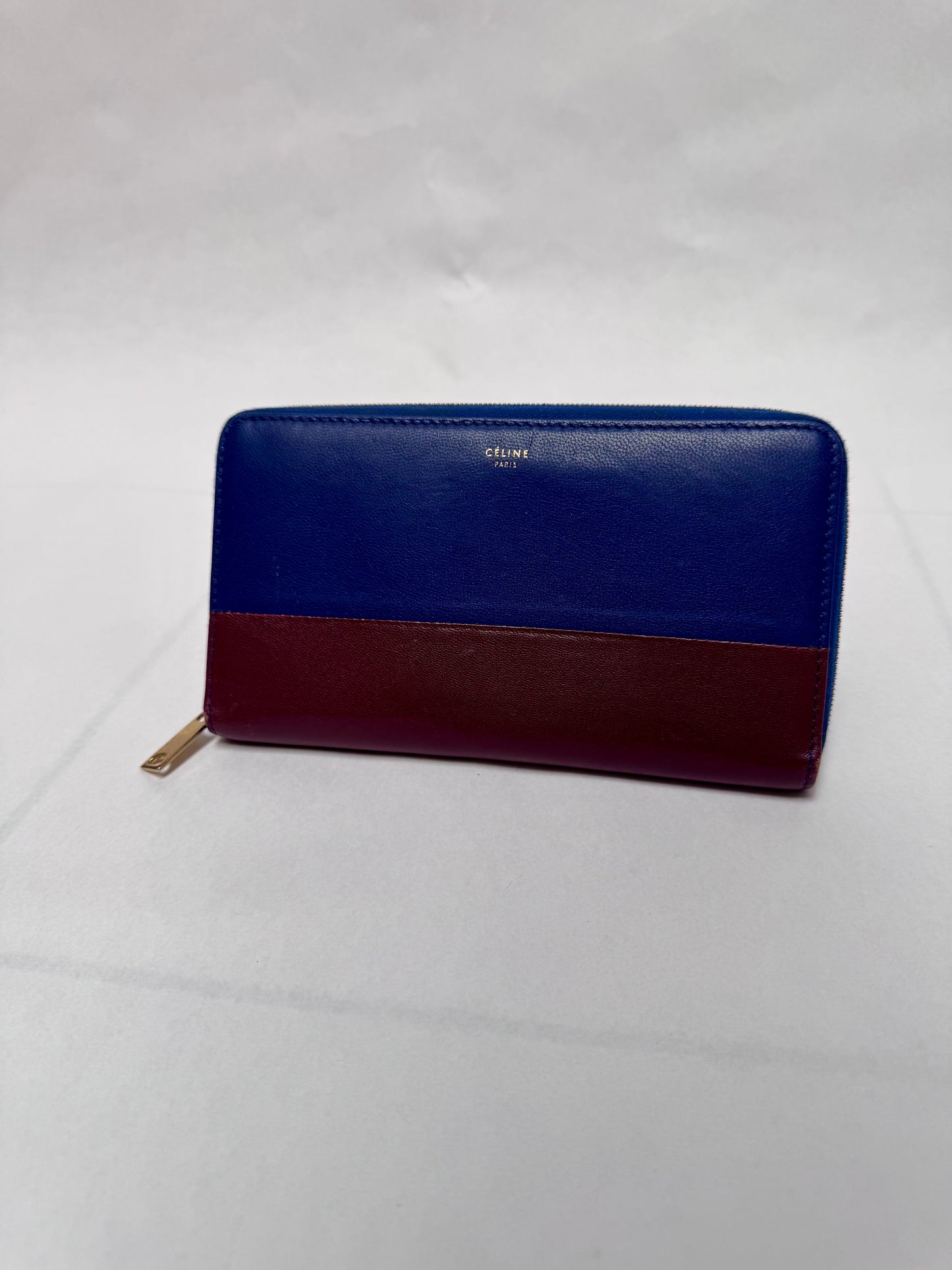 Celine portefeuille long bi-color bleu