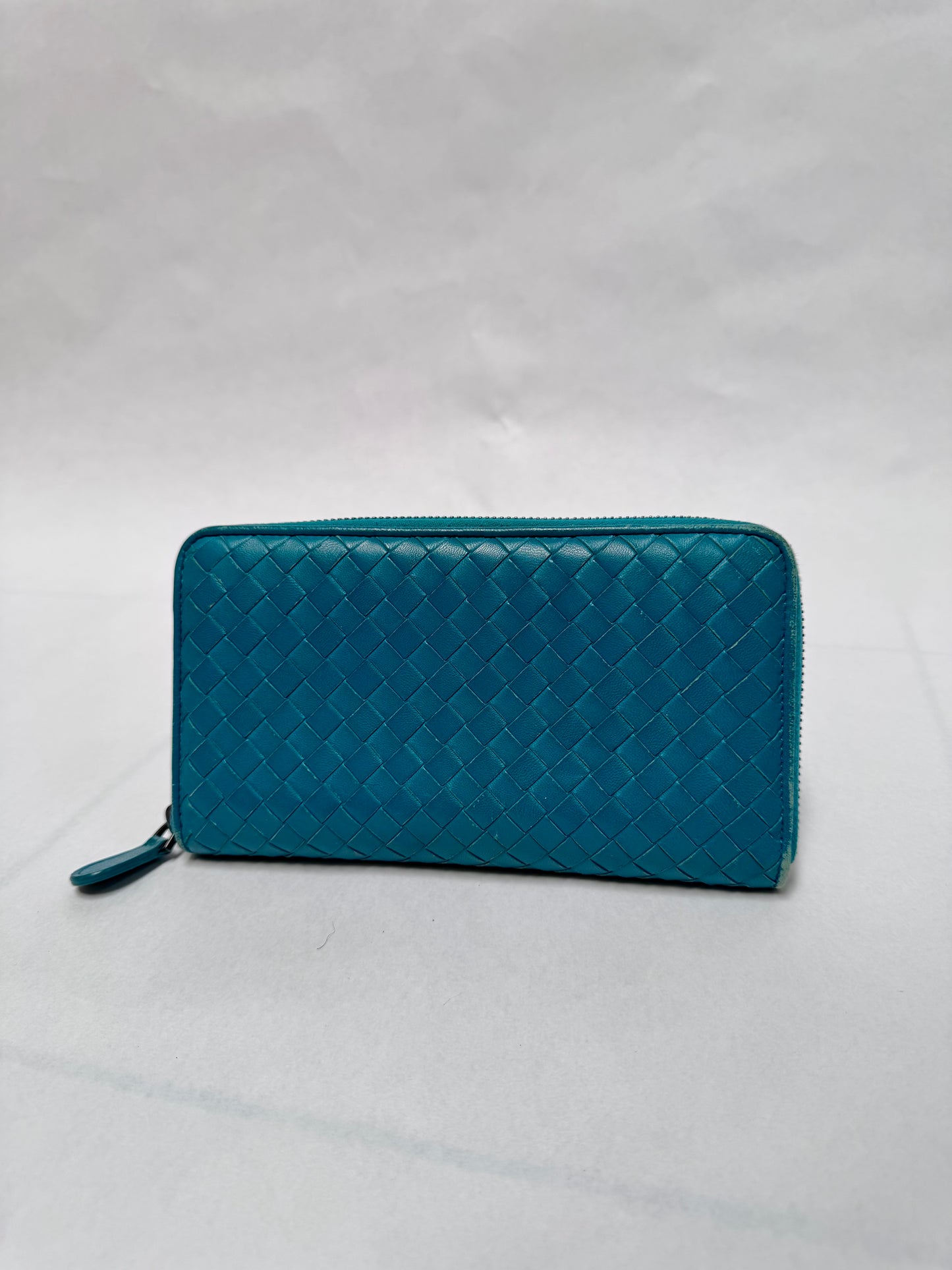 Bottega Veneta portefeuille turquoise zip