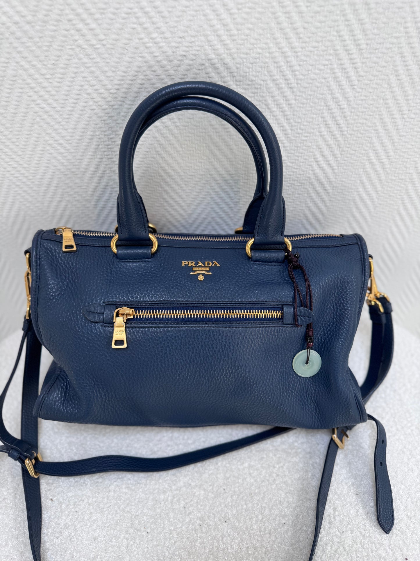 Prada Vitello Daino Bauletto bleu