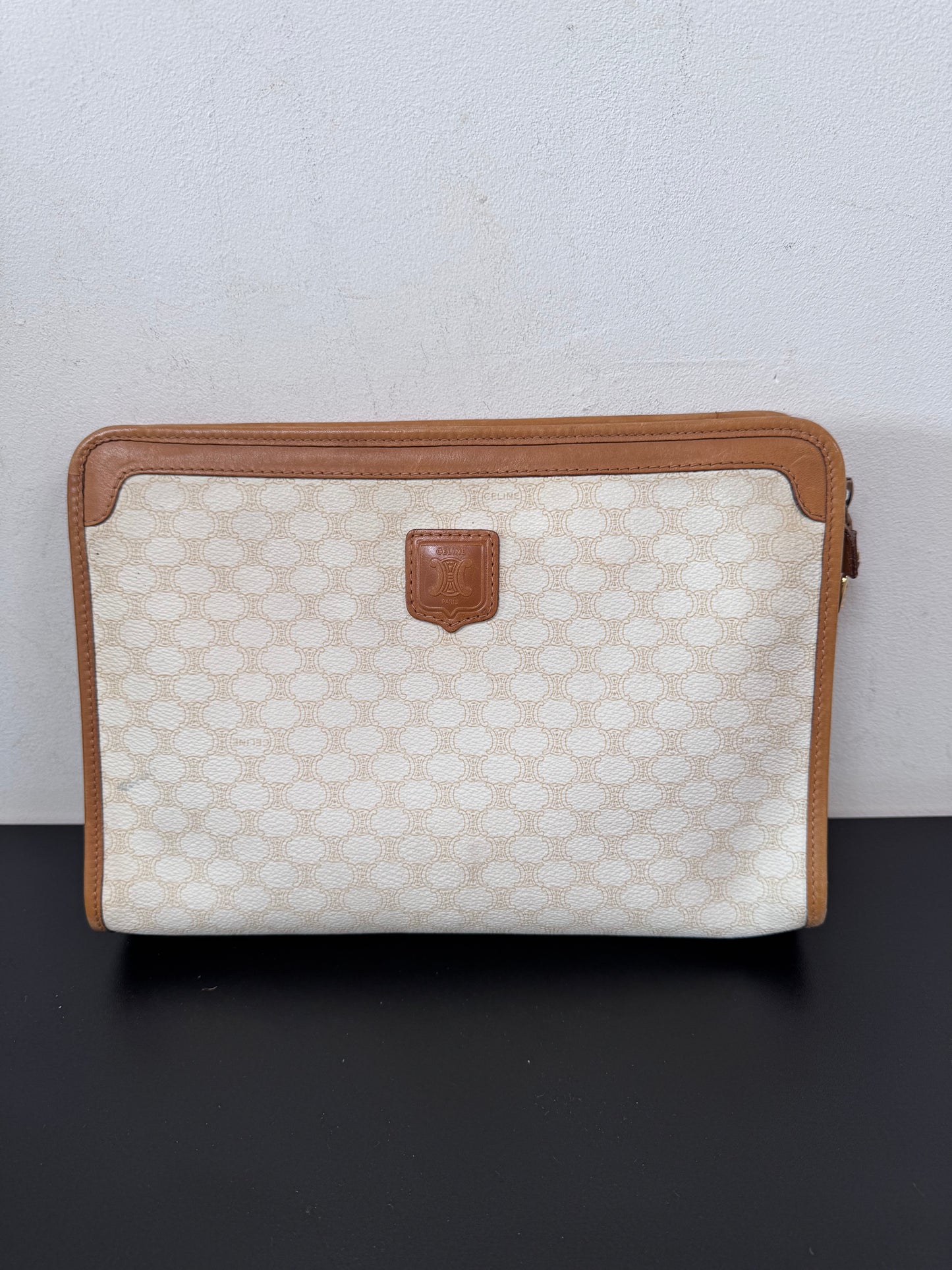 Celine pochette vintage macadam blanc