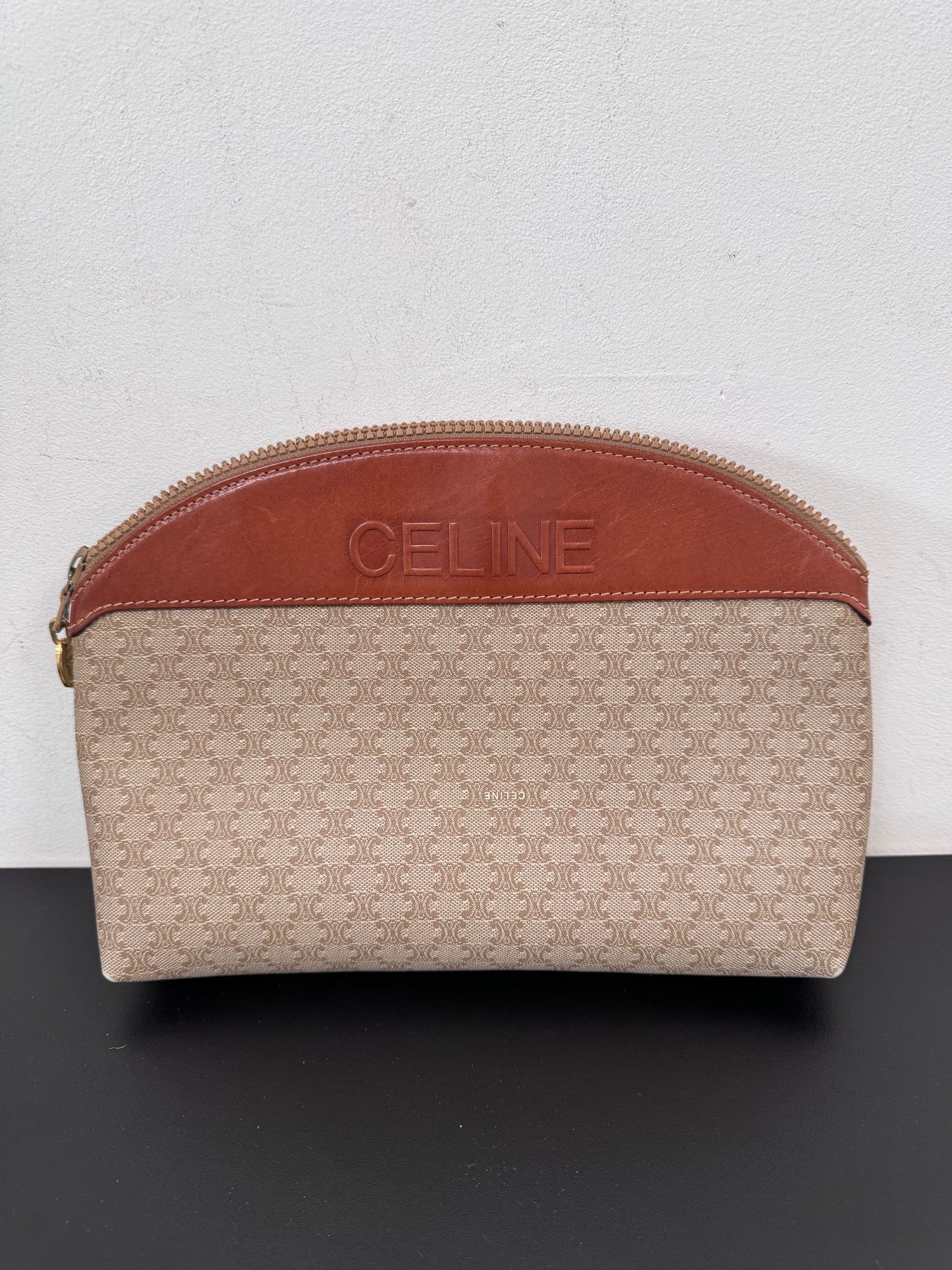 Celine large beige macadam pouch