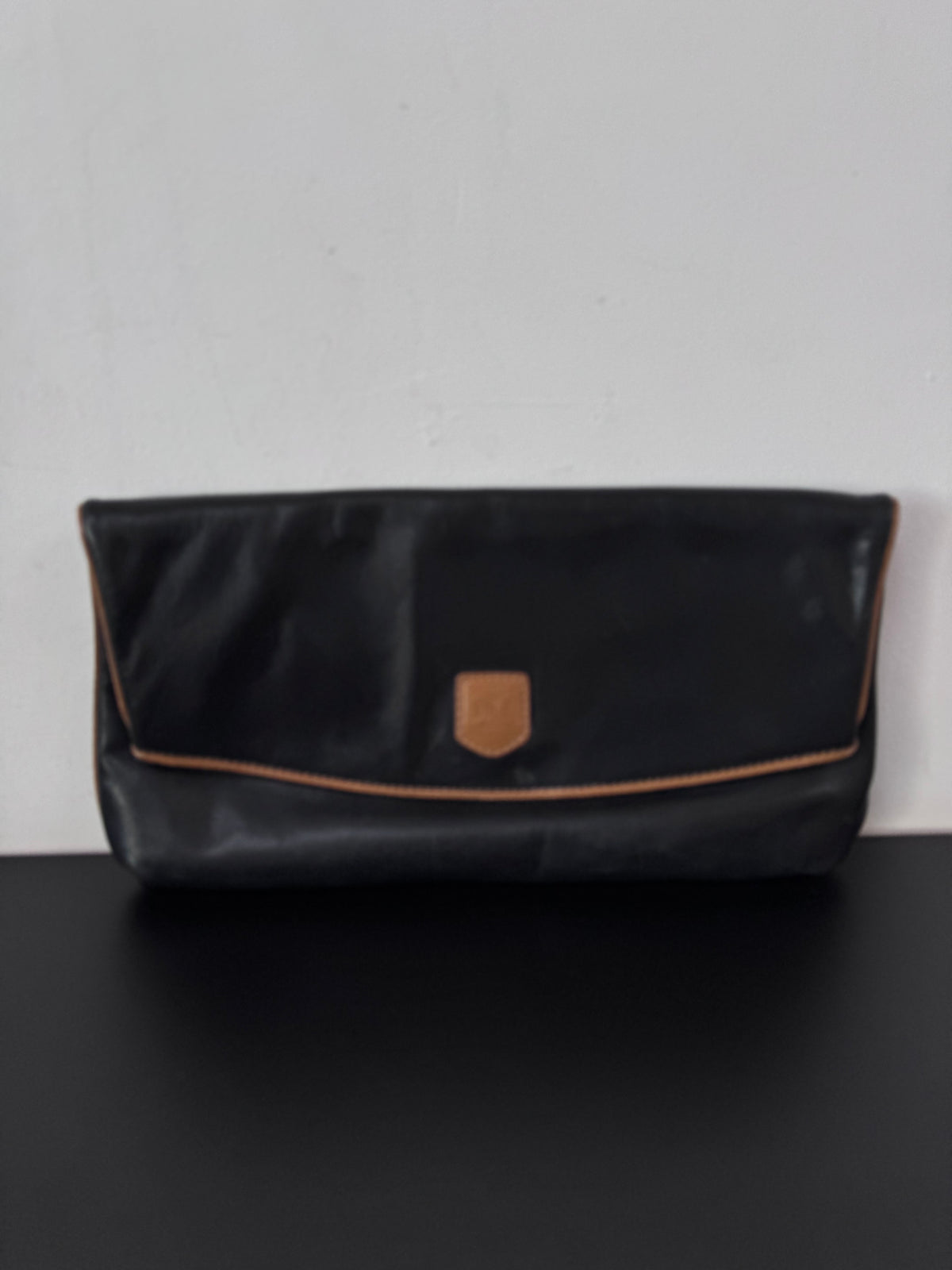 Céline Black Leather Triomphe Clutch