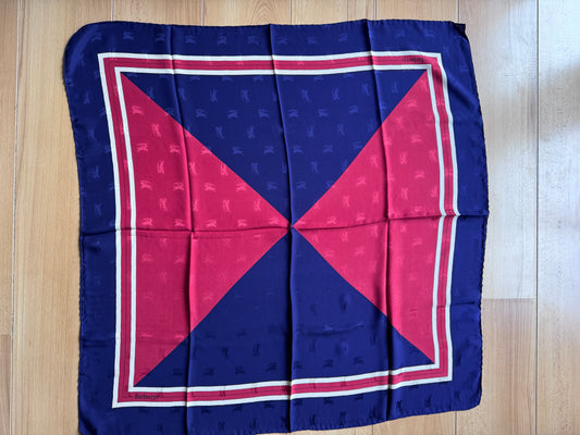 Burberry - Foulard en soie (bleu/bordeaux )