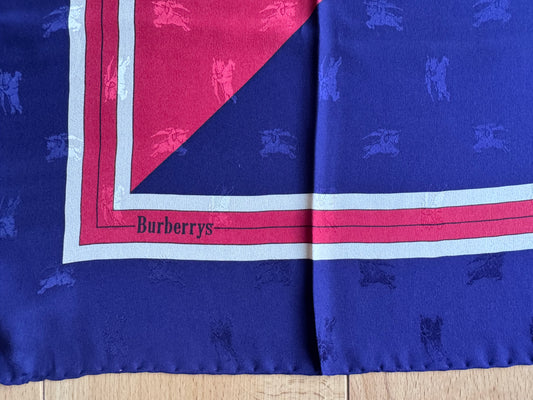 Burberry - Foulard en soie (bleu/bordeaux )