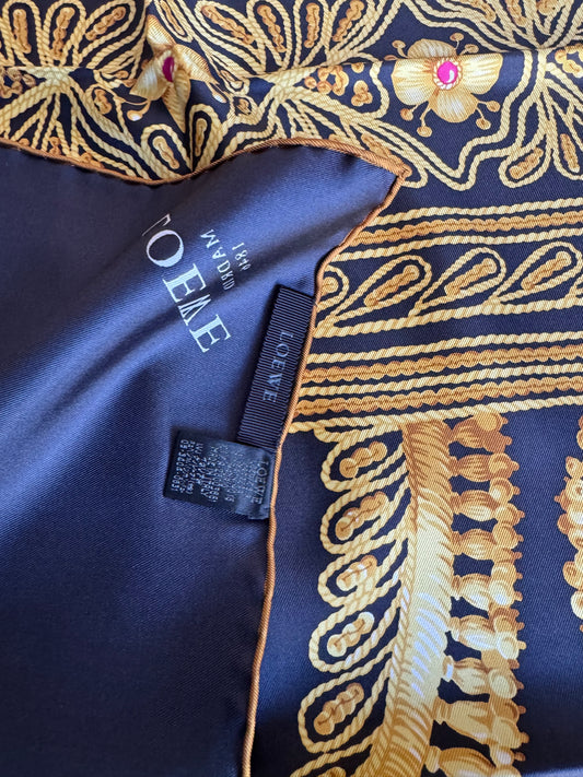 Loewe - Foulard en soie (noir/dore)