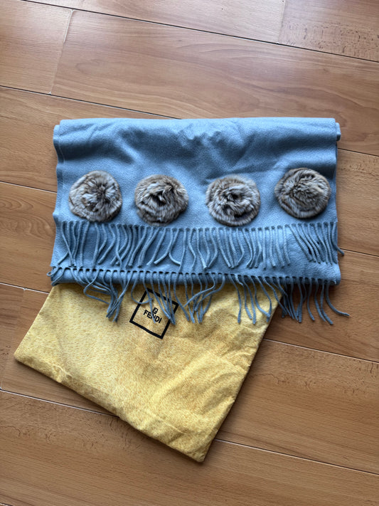 Fendi écharpe cachemire - Orilag/Mink Fur Pom Pom