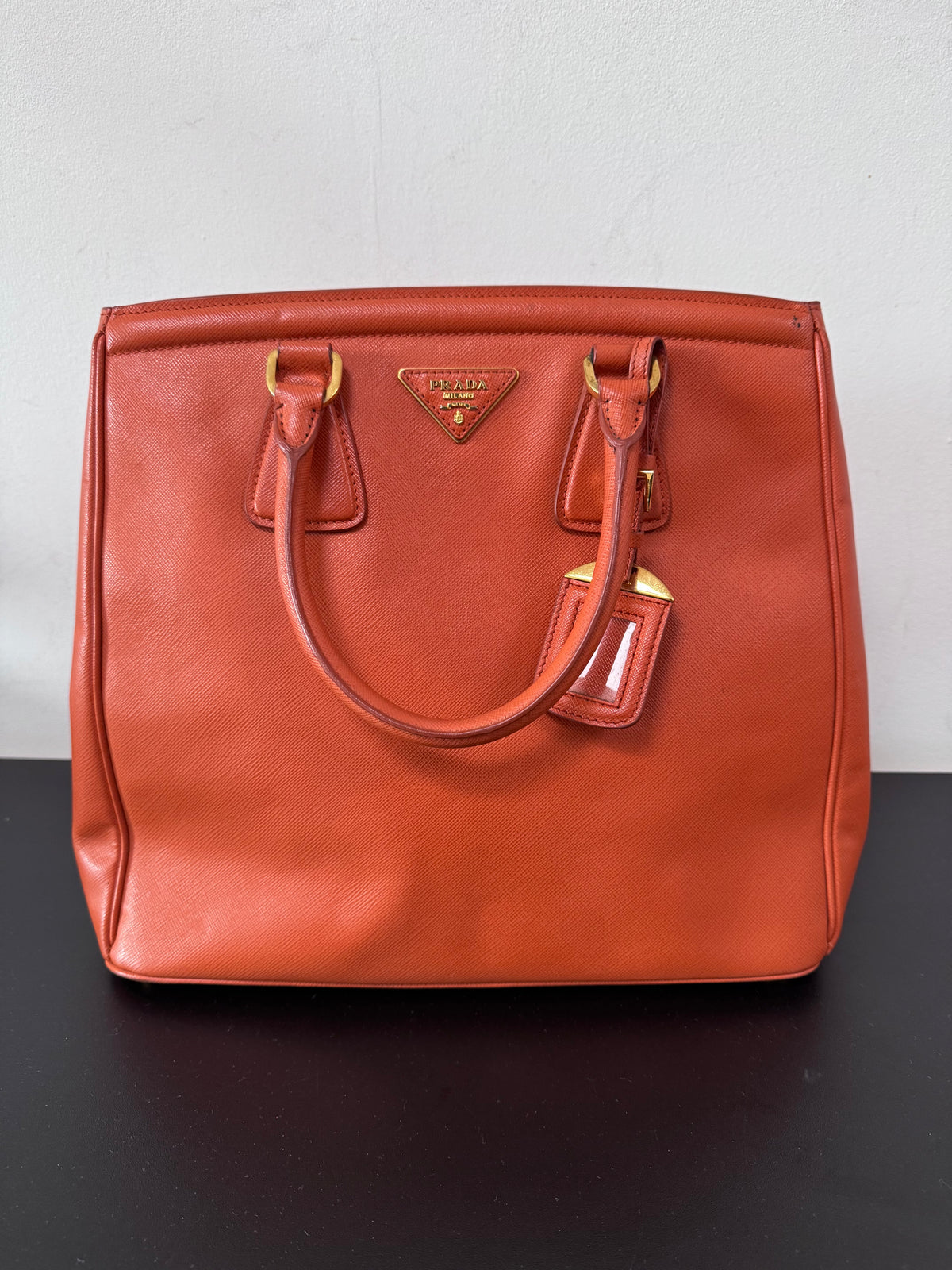 Prada saffiano bag orange
