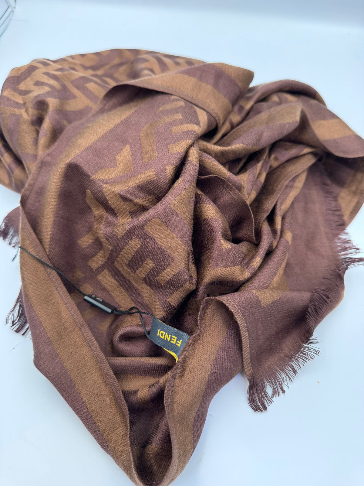 Fendi echarpe large FF marron