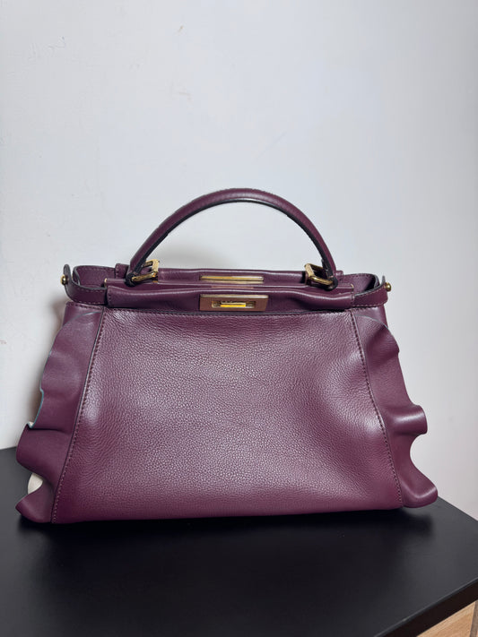 Fendi Peekaboo plum mauve grained leather
