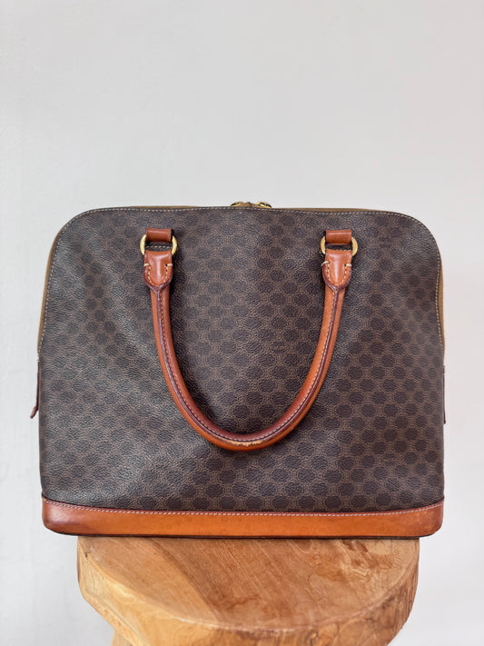Vintage Céline Macadam handtas – Bruin Canvas & Leder