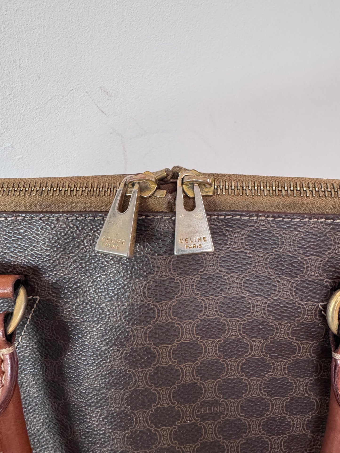 Vintage Céline Macadam handtas – Bruin Canvas & Leder