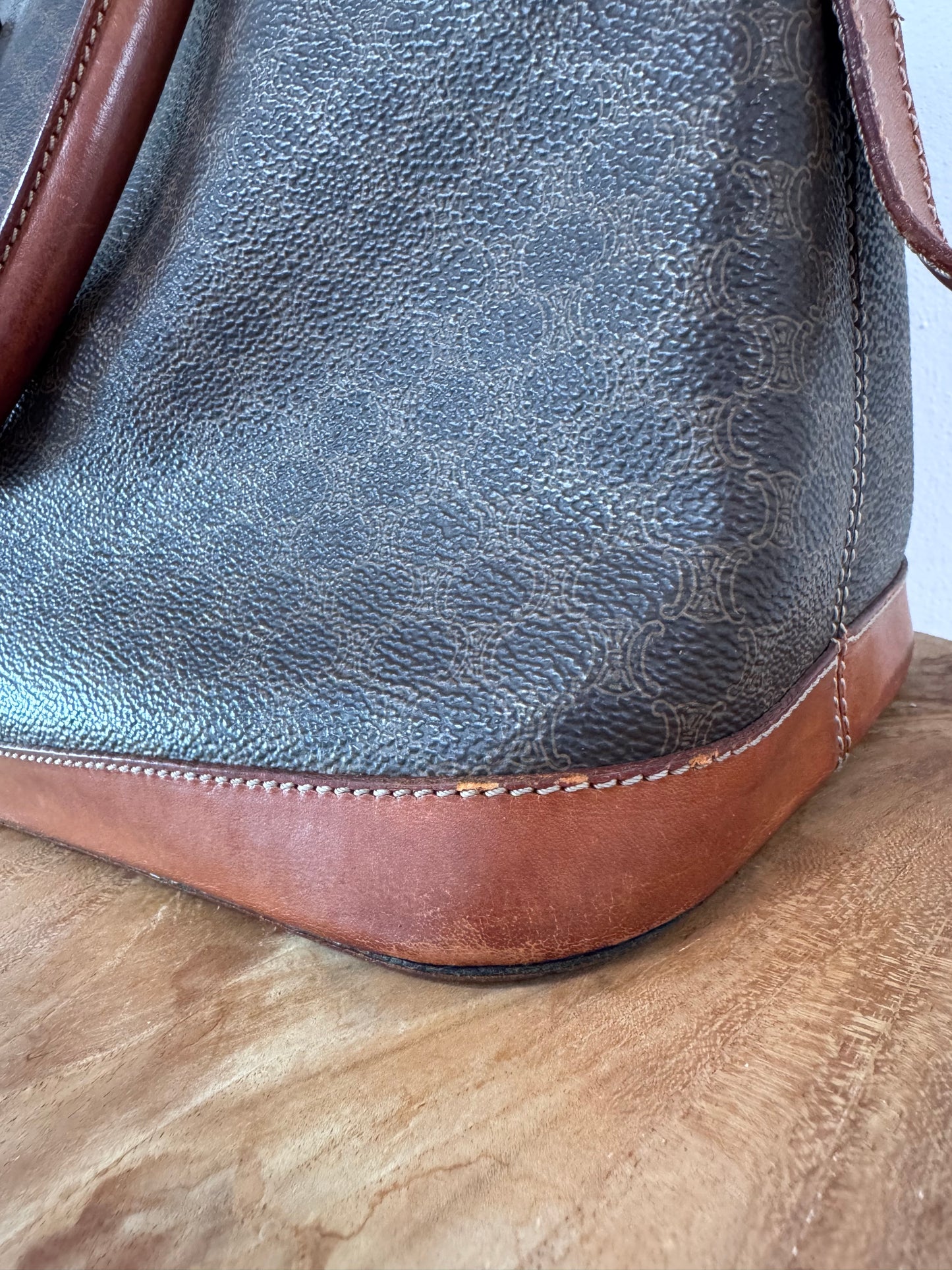 Vintage Céline Macadam handtas – Bruin Canvas & Leder