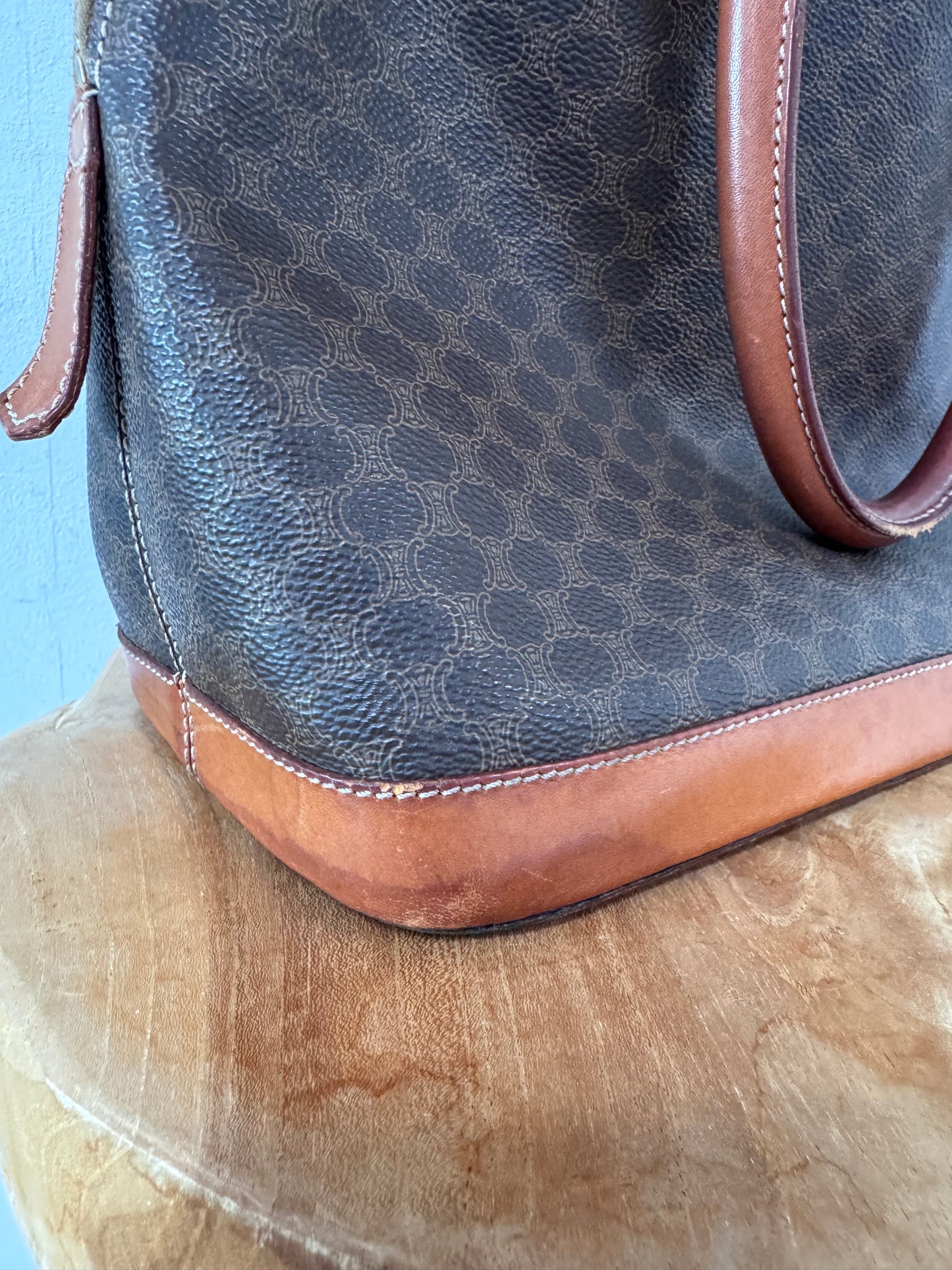 Vintage Céline Macadam handtas – Bruin Canvas & Leder
