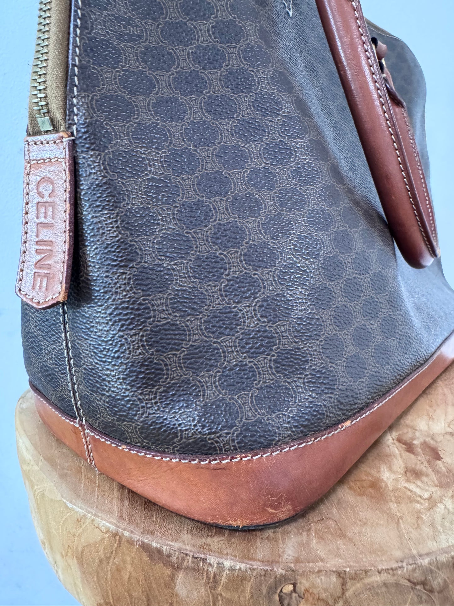 Vintage Céline Macadam handtas – Bruin Canvas & Leder