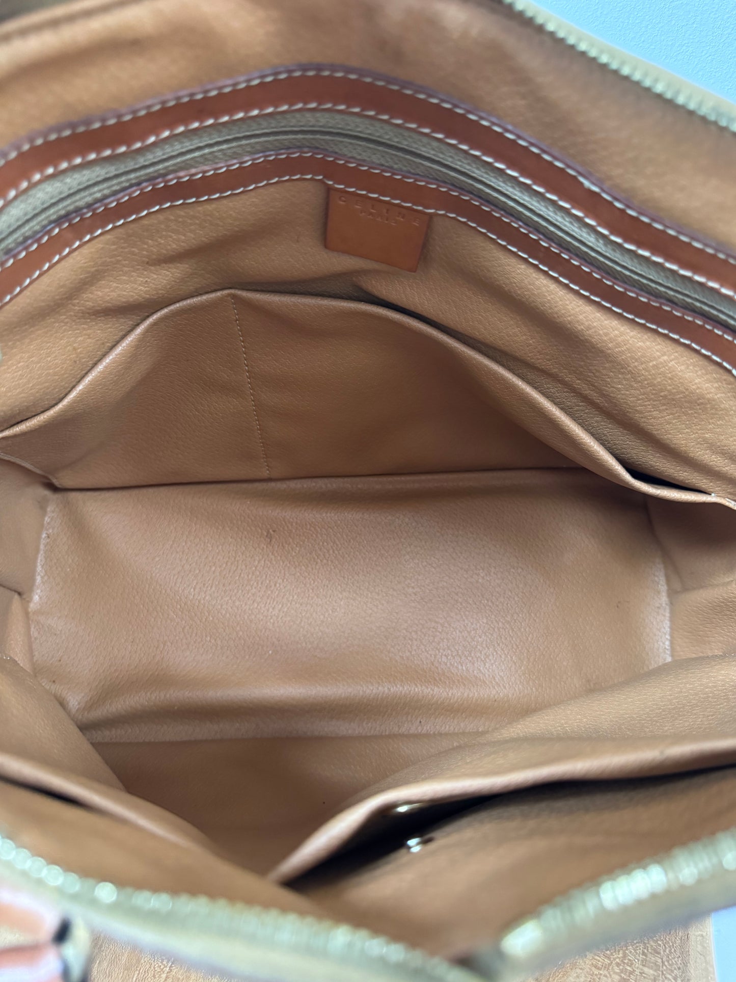 Vintage Céline Macadam handtas – Bruin Canvas & Leder