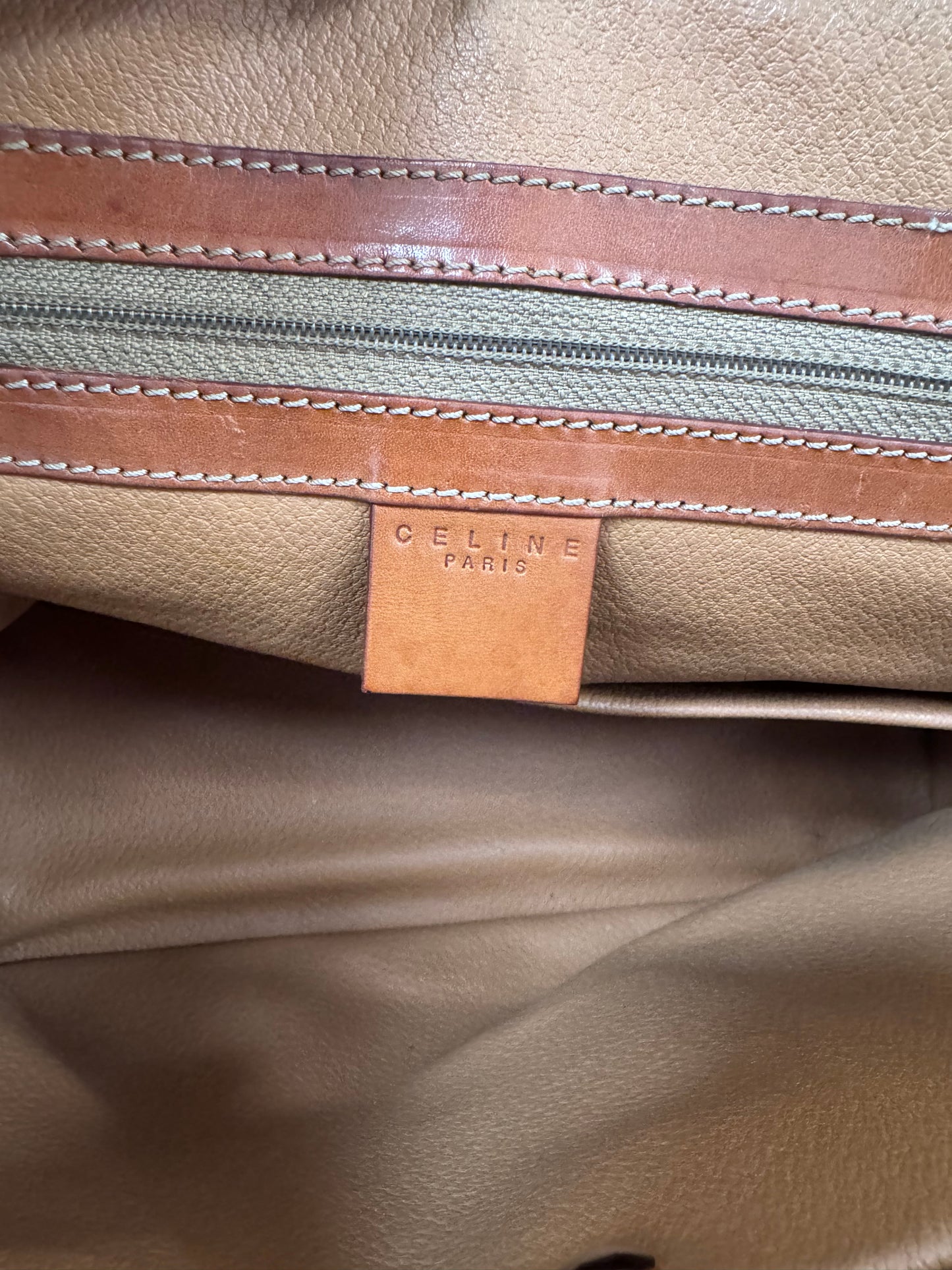 Vintage Céline Macadam handtas – Bruin Canvas & Leder