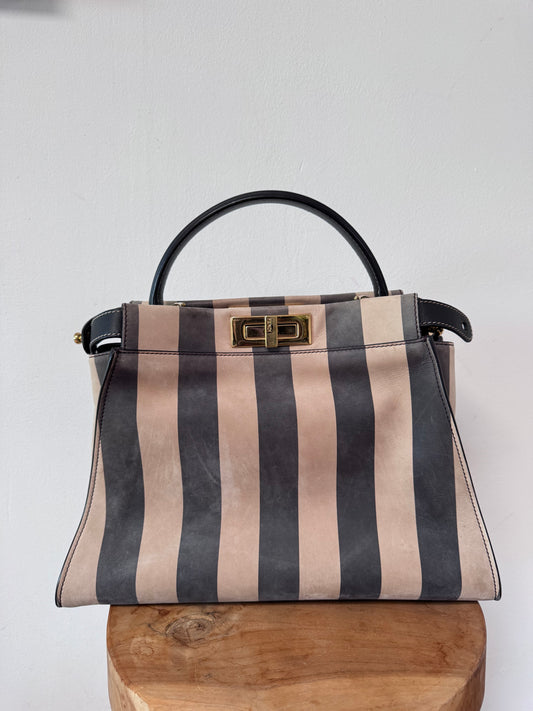 Fendi Peekaboo en cuir velours rayé