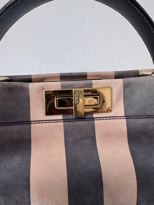 Fendi Peekaboo en cuir velours rayé