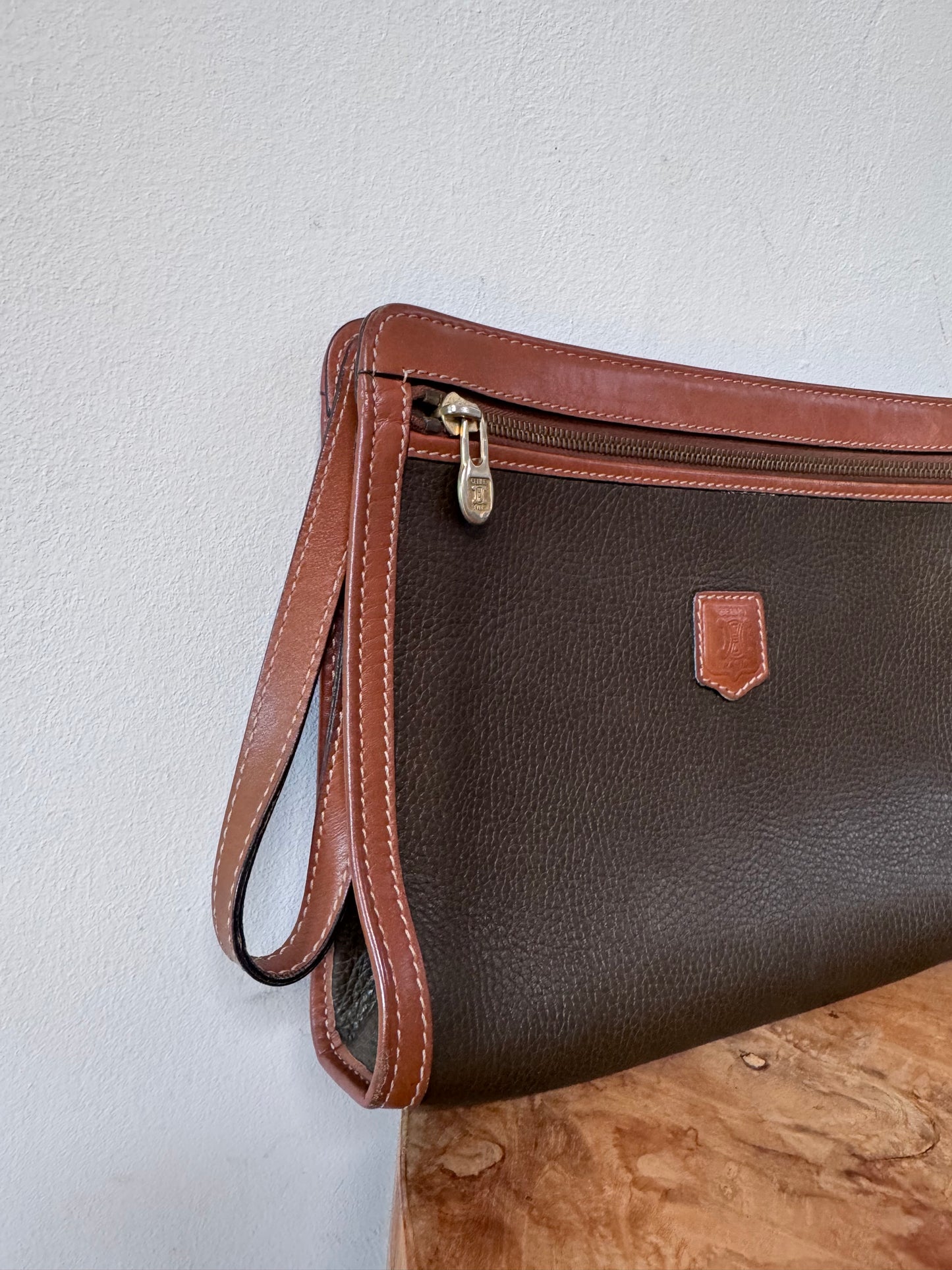Celine Triomphe Vintage leather clutch
