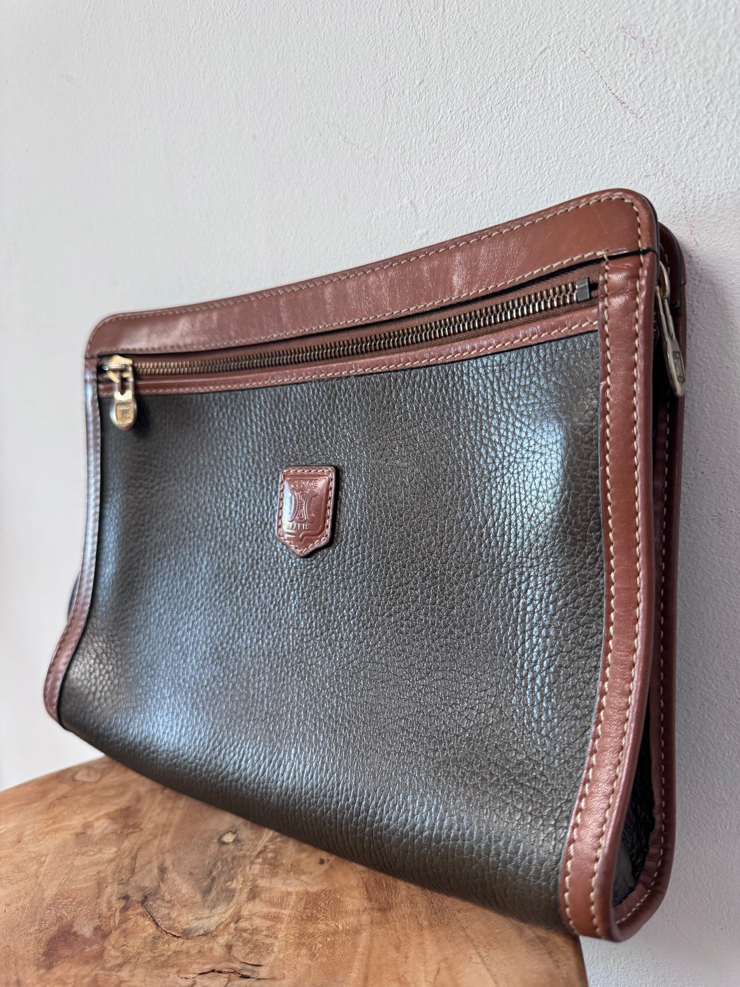 Celine Triomphe Vintage leather clutch