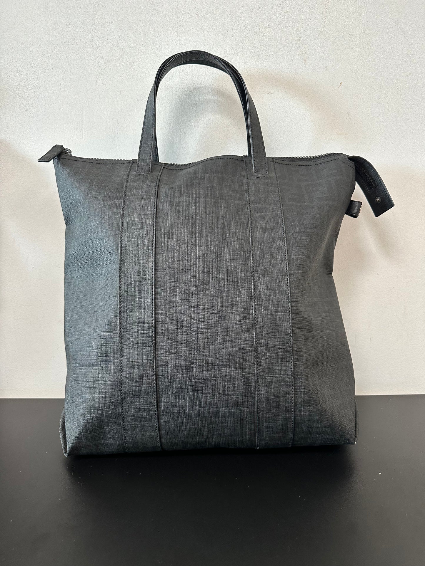 Fendi Black Zucchino Canvas Tote Bag